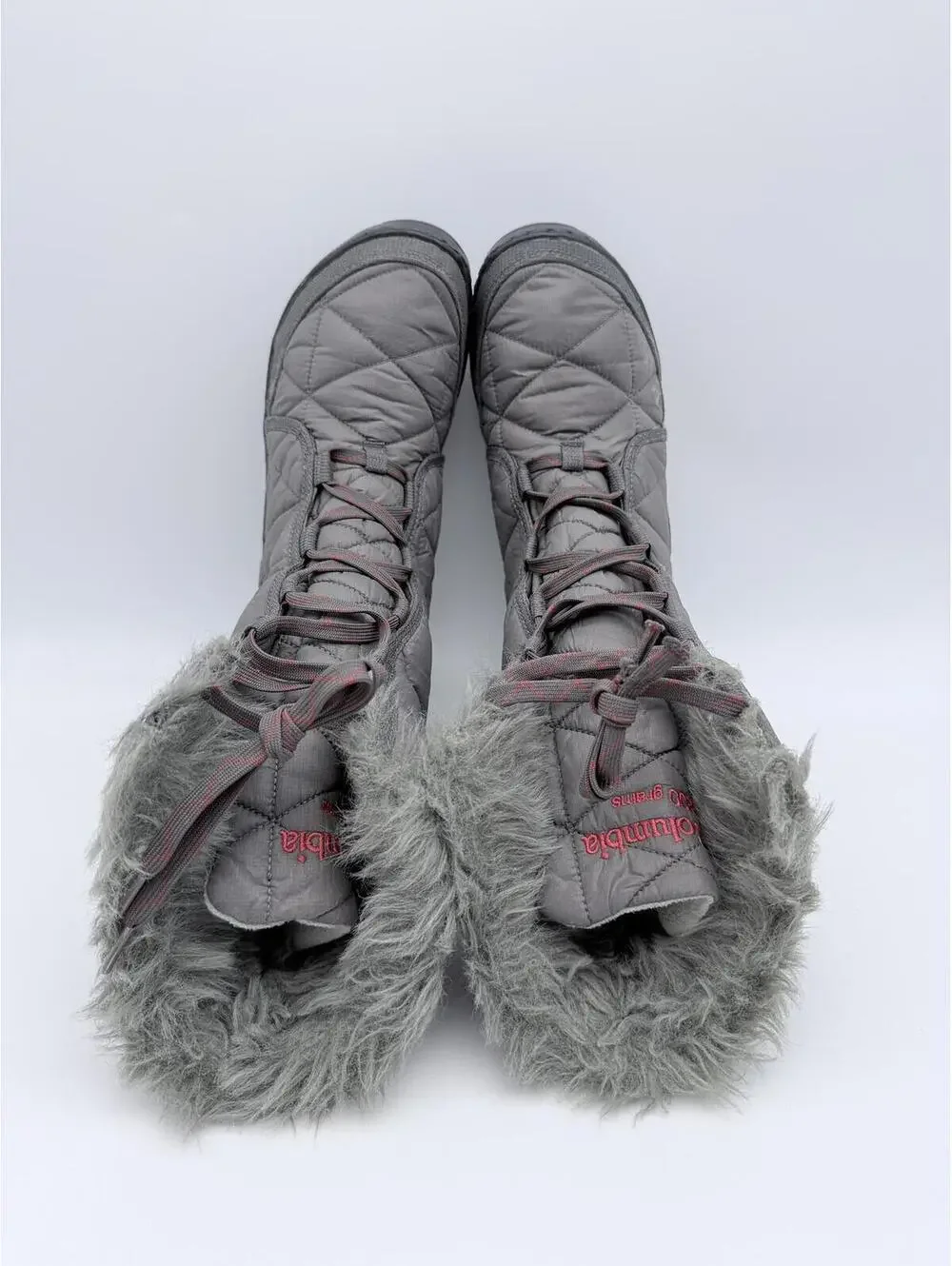 Columbia Minx Mid II‎ Omni-Heat Womens 9 Gray Faux Fur Winter Boots YL5164-051